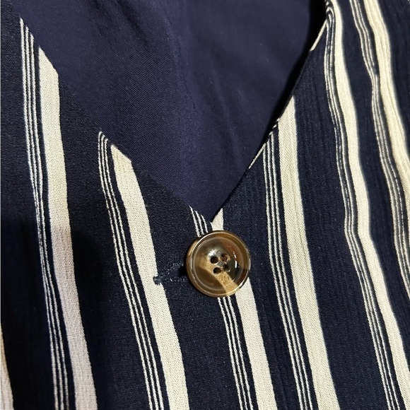 BP Navy White Striped Button Front Gathered Sleeve Mini Dress size Small - Picture 5 of 11